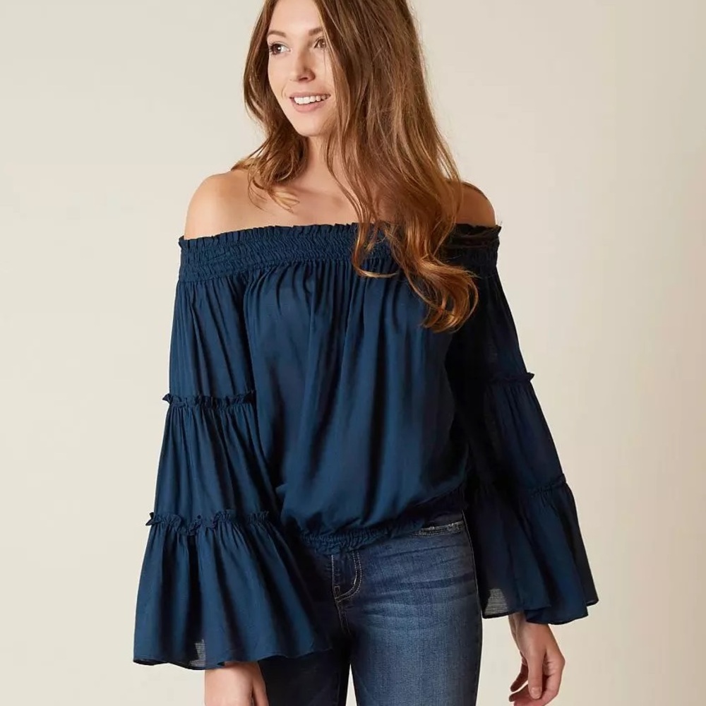 Free‎ People Teal Smocked Blouse